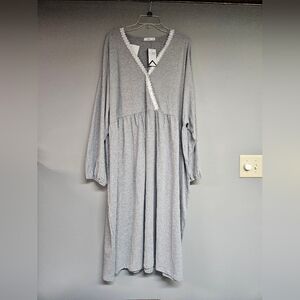 Gray Women's 3x Long Sleeve Pajama Dress Nightgown